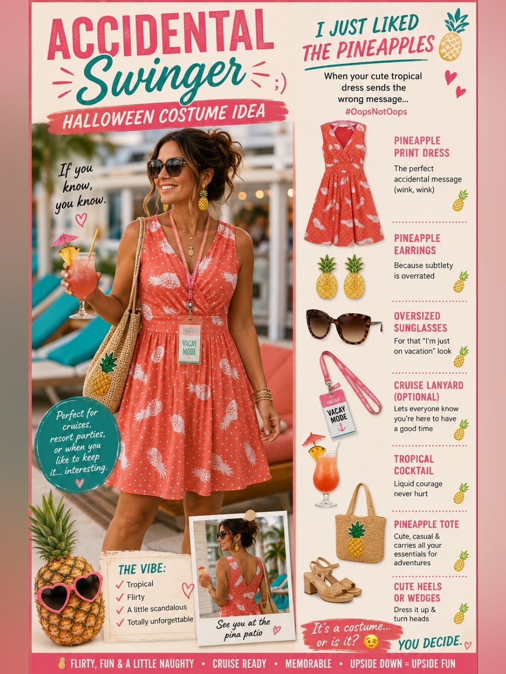 Maison Jules Pineapple Print Coral Fit & Flare Dress XS